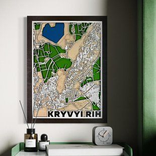 Дерев'яний декор для дому Framelier 3D картина на стіну "Карта Кривий Ріг" декоративне панно 50&times;37 см (FR-015) FR-015 фото